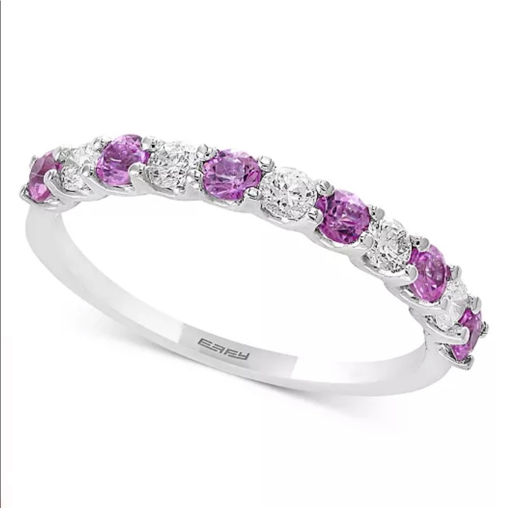 Pink Sapphire Diamond Gemstone Bridal Band by EFFY Wedding Ring